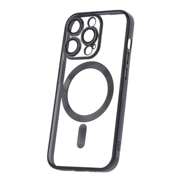 Силиконов кейс bSmart Chrome Magsafe с протектори за камерите, За iPhone 14 Pro (6.1), Черен