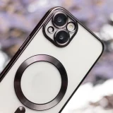 Миниатюра: Силиконов кейс bSmart Chrome Magsafe с протектори за камерите, За iPhone 14 Pro (6.1), Черен