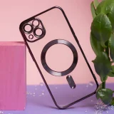 Миниатюра: Силиконов кейс bSmart Chrome Magsafe с протектори за камерите, За iPhone 14 Pro (6.1), Черен
