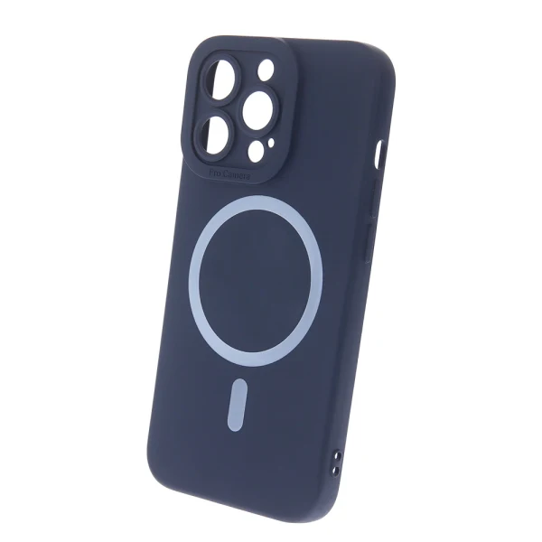 Силиконов кейс bSmart Silicone Soft Magsafe, За iPhone 14 Plus (6.7), Тъмносин