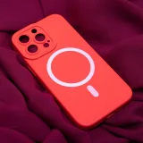 Миниатюра: Силиконов кейс bSmart Silicone Soft Magsafe, За iPhone 13 Pro (6.1), Червен