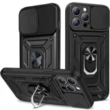 Миниатюра: Силиконов твърд кейс bSmart Defender Slide, За iPhone 14 Pro Max (6.7), Черен