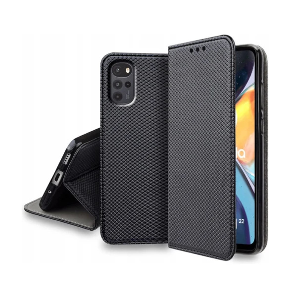 Калъф тефтер флип bSmart Magnet Book страничен, За Motorola Moto G22, Черен