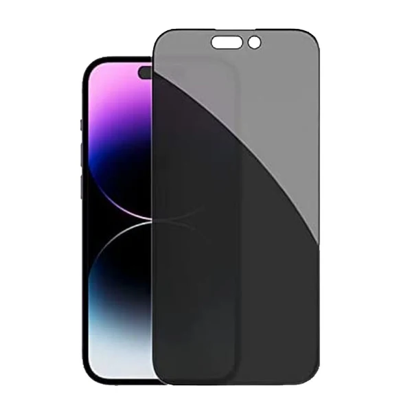 Стъклен протектор MBX 5D Full Privacy с цяло лепило, За iPhone 14 Pro (6.1), Черен