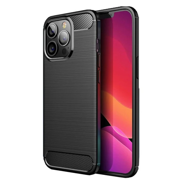 Силиконов кейс MBX Carbon, За iPhone 14 Pro Max (6.7), Черен