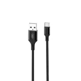 Миниатюра: Кабел USB-A - USB-C, XO NB143 2.4A 2м плетен в кутия, Черен