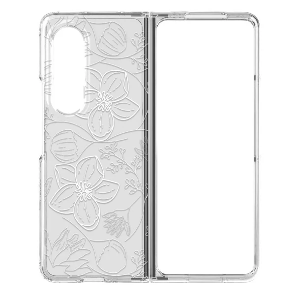 Пластмасов кейс FNX Premium Design, За Samsung Galaxy Z Fold3 5G, Многоцветен, Бели цветя
