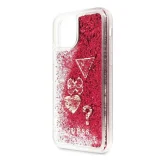 Миниатюра: Оригинален кейс Guess Glitter Hearts, За iPhone 11 Pro (5.8), Червен