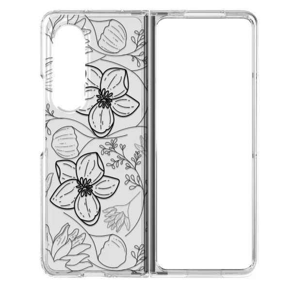 Пластмасов кейс FNX Premium Design, За Samsung Galaxy Z Fold3 5G, Многоцветен, Черни цветя