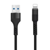 Миниатюра: Кабел USB - Lightning, Maxlife MXUC-01 1м в кутия 2A плетен с подсилени конектори, за iPhone, Черен