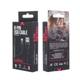 Миниатюра: Кабел USB - Lightning, Maxlife MXUC-01 1м в кутия 2A плетен с подсилени конектори, за iPhone, Черен