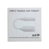 Миниатюра: Кабел AUX HQ, 3.5мм към USB-C, В кутия, Бял/Черен