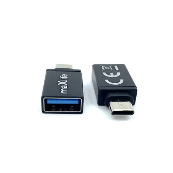 Преходник адаптер USB 3.0 към USB-C, Maxlife, Черен