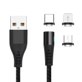 Миниатюра: Кабел USB - Lightning + USB-C + Micro USB, Maxlife MXUC-02 1м магнитен, 2A, Черен