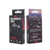 Миниатюра: Кабел USB - Lightning + USB-C + Micro USB, Maxlife MXUC-02 1м магнитен, 2A, Черен