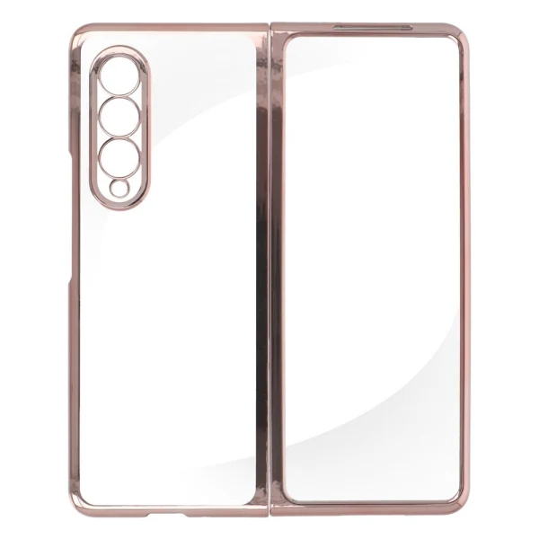 Пластмасов прозрачен кейс MBX с кант, За Samsung Galaxy Z Fold3 5G, Розово-златен
