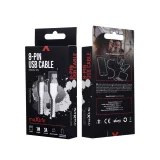 Миниатюра: Кабел USB - Lightning, Maxlife MXUC-04 1м в кутия 3A с подсилени конектори за iPhone, Бял