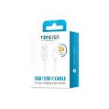 Миниатюра: Кабел USB-A - USB-C, Forever 1м 3A в кутия, Бял