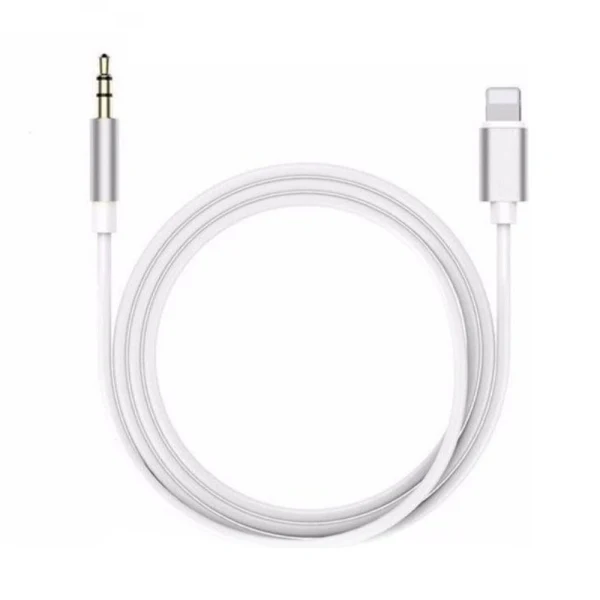 Кабел AUX bSmart, Lightning към мъжко 3.5мм, Бял