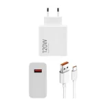 Миниатюра: Оригинално зарядно устройство комплект Xiaomi, 120W, 6A, 1 x USB-A с USB-C кабел, BHR9462EU, Бял