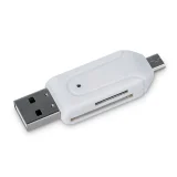 Миниатюра: Преходник адаптер USB и micro USB/SD и micro SD, Forever USB OTG card reader, Бял