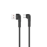 Миниатюра: Кабел USB-A - USB-C ъглов, Maxlife MXUC-09 2м 3A, Черен