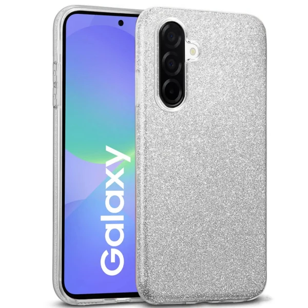 Силиконов кейс bSmart Glitter 3в1 за Samsung Galaxy A56 / A36 сребрист