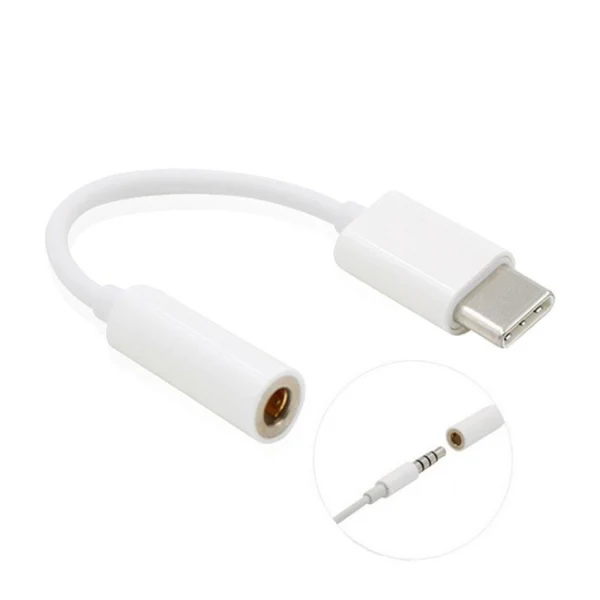 Кабел AUX bSmart, 3.5мм към USB-C, Бял
