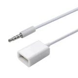 Миниатюра: Кабел AUX MBX, Женско USB Към 3.5мм жак, Бял