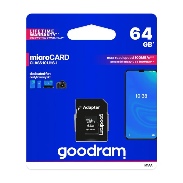 Карта памет Micro SD 64GB, (Class 10), GoodRam