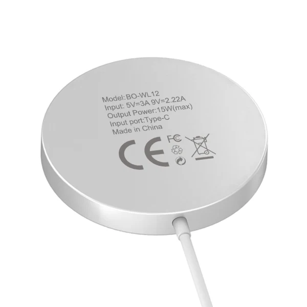 Безжично зарядно устройство BWOO WL-12 PD MagSafe, 15W, Бяло