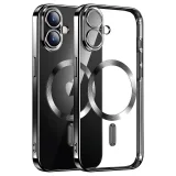 Миниатюра: Силиконов кейс bSmart Chrome Magsafe с протектори за камерите, За iPhone 17 (6.3), Черен