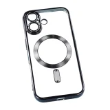 Миниатюра: Силиконов кейс bSmart Chrome Magsafe с протектори за камерите, За iPhone 17 (6.3), Черен