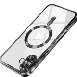 Миниатюра: Силиконов кейс bSmart Chrome Magsafe с протектори за камерите, За iPhone 16 (6.1), Черен