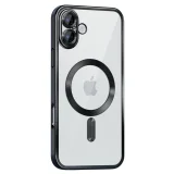 Миниатюра: Силиконов кейс bSmart Chrome Magsafe с протектори за камерите, За iPhone 16 (6.1), Черен
