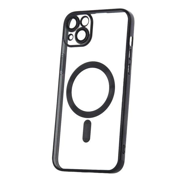Силиконов кейс bSmart Chrome Magsafe с протектори за камерите, За iPhone 14 (6.1), Черен