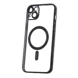 Миниатюра: Силиконов кейс bSmart Chrome Magsafe с протектори за камерите, За iPhone 14 (6.1), Черен