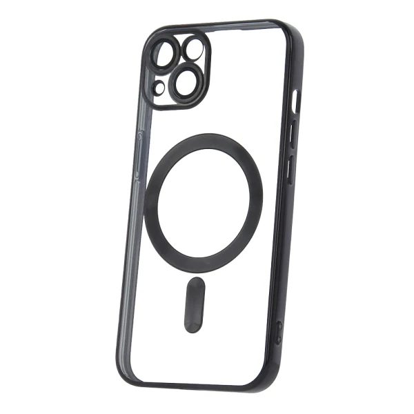 Силиконов кейс bSmart Chrome Magsafe с протектори за камерите, За iPhone 13 (6.1), Черен