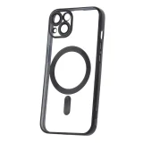 Миниатюра: Силиконов кейс bSmart Chrome Magsafe с протектори за камерите, За iPhone 13 (6.1), Черен