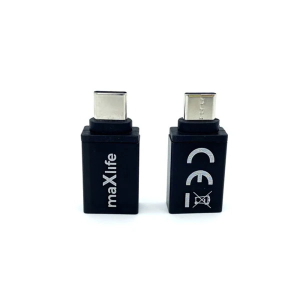 Преходник адаптер USB 3.0 към USB-C, Maxlife, Черен