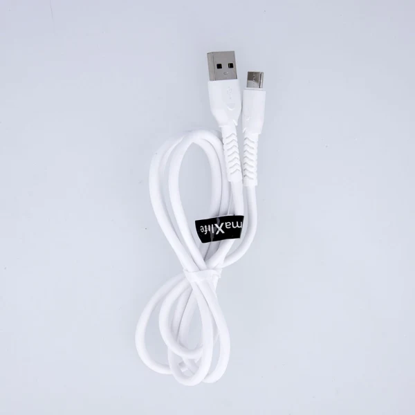 Кабел USB - Lightning, Maxlife MXUC-04 1м в кутия 3A с подсилени конектори за iPhone, Бял