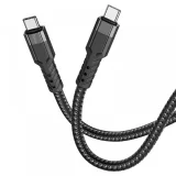 Миниатюра: Кабел USB-C - USB-C, HOCO U110, 60W, 3A, 1.2м, екстра устойчив, Черен/Син