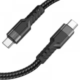 Миниатюра: Кабел USB-C - USB-C, HOCO U110, 60W, 3A, 1.2м, екстра устойчив, Черен/Син