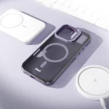 Миниатюра: Кейс Etteri Morning Fog с Magsafe и стойка, За iPhone 17 (6.3), Тъмнолилав