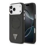 Миниатюра: Оригинален кейс Guess Leather Triangle Metal Logo, За iPhone 17 Pro Max (6.9), Черен