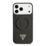 Миниатюра: Оригинален кейс Guess Leather Triangle Metal Logo, За iPhone 17 Pro Max (6.9), Черен