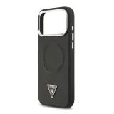 Миниатюра: Оригинален кейс Guess Leather Triangle Metal Logo, За iPhone 17 Pro Max (6.9), Черен