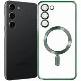 Миниатюра: Силиконов кейс bSmart Chrome Magsafe с протектори за камерите, За Samsung Galaxy A27, Зелен