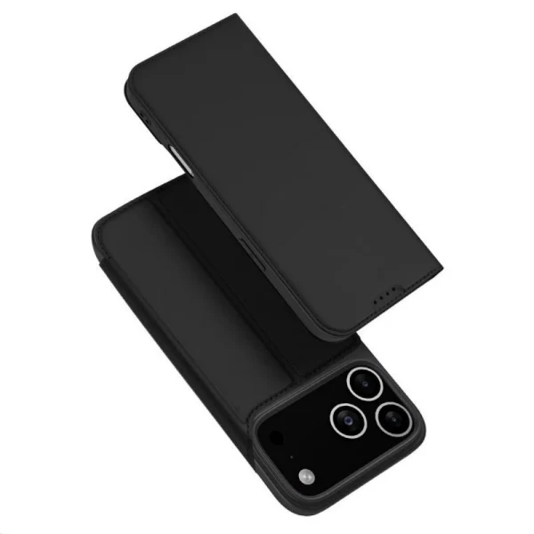 Кожен калъф тефтер Dux Ducis SKIN PRO, За iPhone 17 Pro Max (6.9), Черен