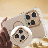 Миниатюра: Силиконов кейс bSmart Clear Thin Magsafe, За iPhone 17 (6.3), Златен